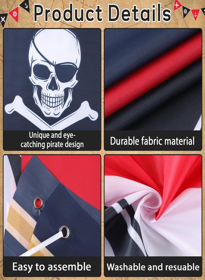 Oitnlaughter Pirate Party Porch Banner Pirate Theme Party Decorations Captain Hat Skull Door Hanging Banner Backdrop for Nautical Birthday Photo Booth Props Favor Supplies - Image 3